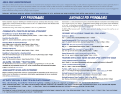 SkI PROGRAMS SNOWBOARD PROGRAMS