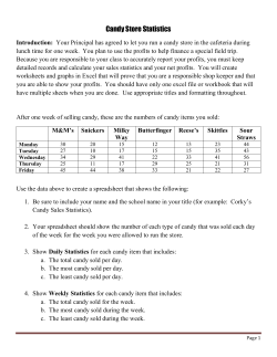 Candy Store Statistics