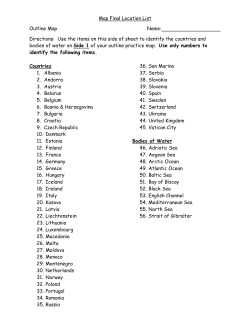 Map Final Location List Outline Map Name: Directions: Use the