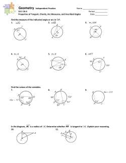 10.1-10.4 Period ______ Properties of Tangent, Chords, Arc Measur