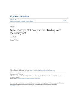 New Concepts of "Enemy" in the "Trading With the Enemy Act"