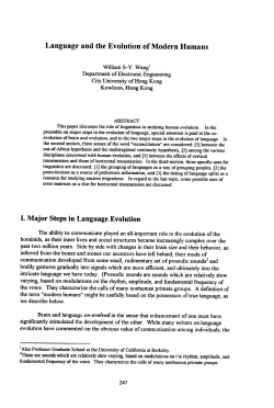 Language and the Evolution of Modern Humans
