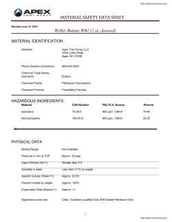MATERIAL SAFETY DATA SHEET Weller Butane WB1 (2 oz.