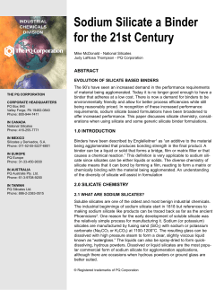 Sodium Silicate a Binder for the 21st Century