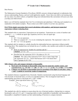 5​th​ Grade Unit 2 Mathematics