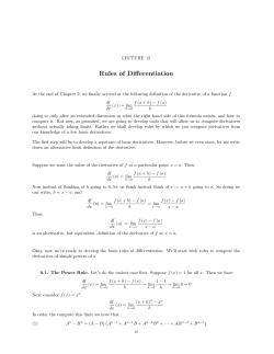 Lecture 12: Rules of Differentiation