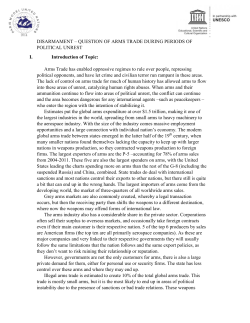 DISARMAMENT – QUESTION OF ARMS TRADE DURING