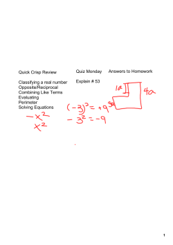 Quick Crisp Review Classifying a real number Opposite/Reciprocal