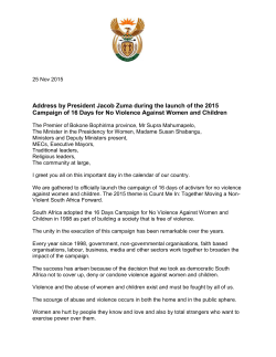 Address by President Jacob Zuma during the launch of the 2015