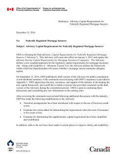 Cover Letter Capital Requirements for Federally Regulated