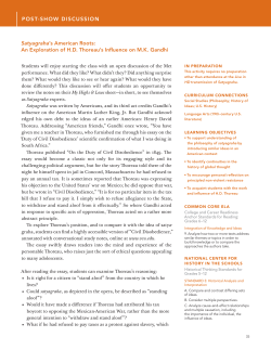 Satyagraha`s American Roots: An Exploration of H.D. Thoreau`s