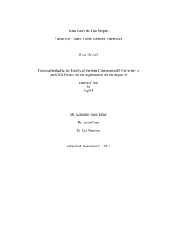 Flannery O`Connor`s Debt to French Symbolism Evan Howell Thesis