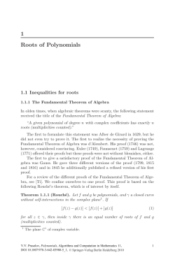 1 Roots of Polynomials