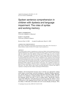 Spoken sentence comprehension in children with dyslexia