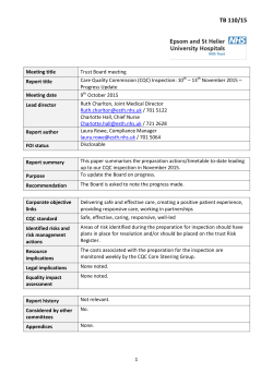 TB 110-15 Care Quality Commission Inspection Update
