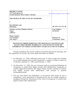 Raymond Cain sentencing order