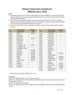 Interior Camps (non-remote) List Effective July 1, 2016