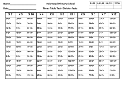 Times Table Test division facts