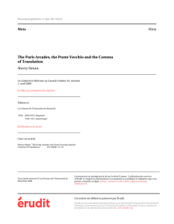 The Paris Arcades, the Ponte Vecchio and the Comma of