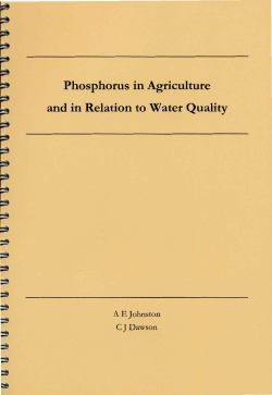 Phosphorus in Agriculture and in Relation to Water Quality