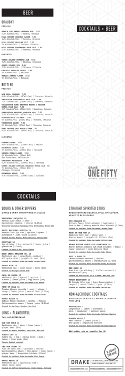 cocktails - Drake One Fifty
