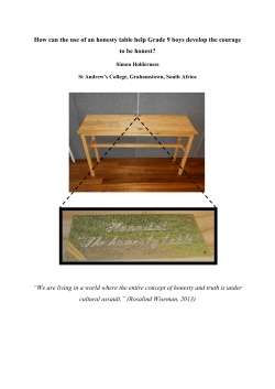 How can the use of an honesty table help Grade 9 boys develop the
