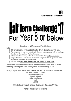 Half Term Challenge - Leeds Maths