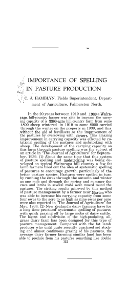 The importance of spelling in pasture production