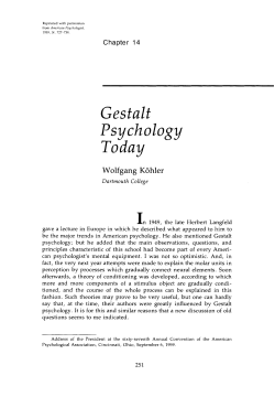 K￶hler (1959) Gestalt psychology today