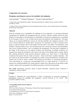 1 Compromise not consensus Designing a participatory process for