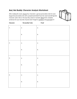 Bud, Not Buddy: Character Analysis Worksheet