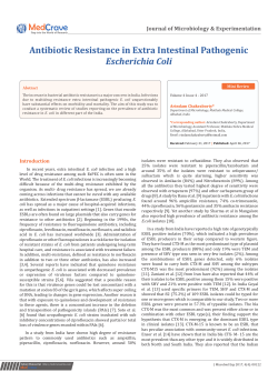 Antibiotic Resistance in Extra Intestinal Pathogenic