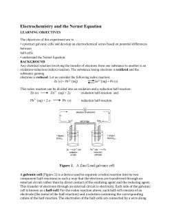 Electrochemistry and the Nernst Equation