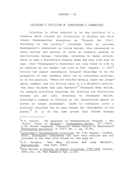 coleridge`s criticism of shakespeare`s characters