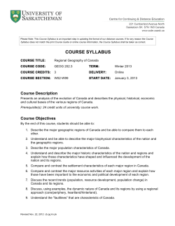 course syllabus - University of Saskatchewan