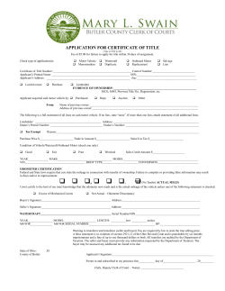 , . (No Tenths) ACTUAL MILES - Butler County Clerk of Courts