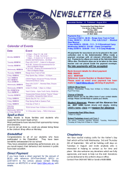 Calendar of Events Spell-a-thon Eisteddfod Direct Payment