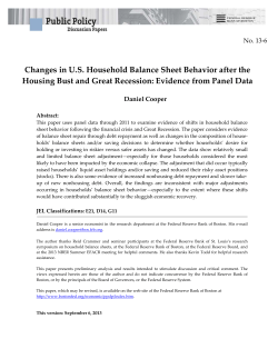 Changes in U.S. Household Balance Sheet Behavior after the