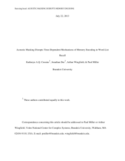 Acoustic masking disrupts time-dependent mechanisms of memory