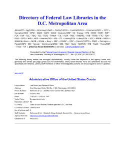 Directory of Federal Law Libraries in the D.C. Metropolitan Area