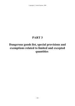 PART 3 Dangerous goods list, special provisions and