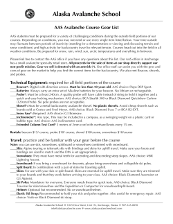 AAS Equipment Price List - Alaska Avalanche School