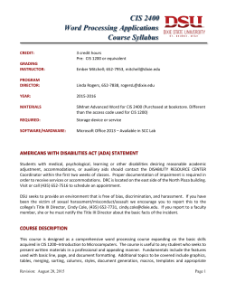CIS 2400 Word Processing Applications