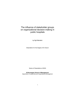 The influence of stakeholder groups on organizational decision