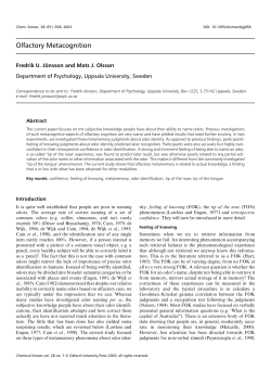 Olfactory Metacognition - Oxford Academic