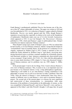 RAMSEY`S RAMSEY-SENTENCES Frank Ramsey`s posthumously