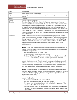 Assignment Jay Walking - Horizon High School Drama