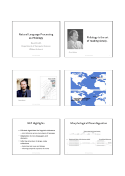 Natural Language Processing as Philology Philology is the art of