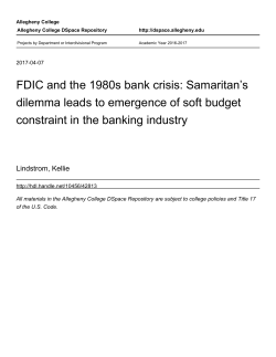 FDIC and the 1980s bank crisis: Samaritan`s dilemma leads to