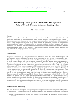 Community Participation in Disaster Management: Role